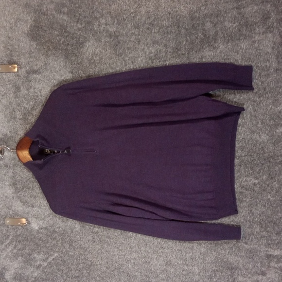 Jos. A. Bank Traveler 1/4 Zip Mens Sweater 100%merino Wool Purple Office Size M - Picture 2 of 8